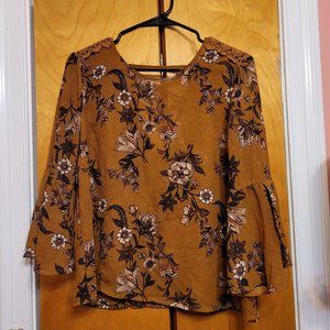 Rewind Long-Sleeve Floral Blouse L